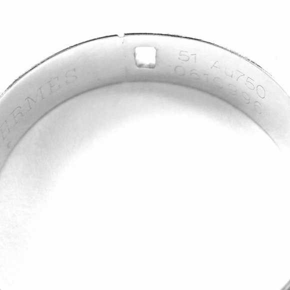 Authentic! Hermes 18k White Gold Diamond H Band Ring - Picture 8 of 8
